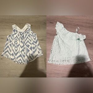 Abercrombie Kids Blue Pattern and Mint Lace Tops Sz 3/4